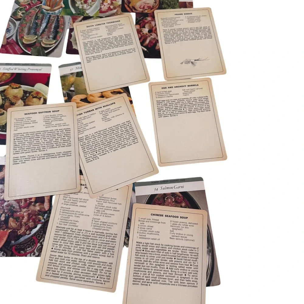 Robert Carrier Cookery Cards Recipes Second Series Seafood 20 Cards‎ Boxed  1967
